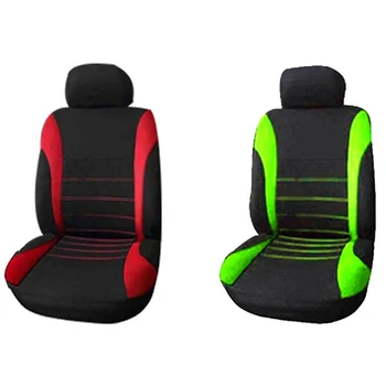 2 комплекта чехлов для передних сидений с подушкой безопасности, спортивные ковшеобразные чехлы для сидений, автомобильные чехлы для сидений (черный + красный и черный + зеленый)