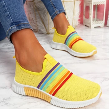 2020 Новые модные женские кроссовки радужного цвета, сетчатая вулканизированная обувь ручной работы для отдыха, летняя повседневная женская обувь с низким берцем для девочек Плюс