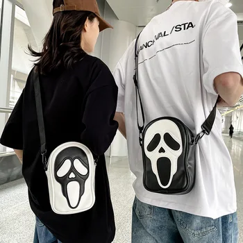 2023 Корейские сумки через плечо для девочек, модные Милые Забавные сумки через плечо со скелетом-призраком Для женщин, простая маленькая сумка-портмоне из искусственной кожи