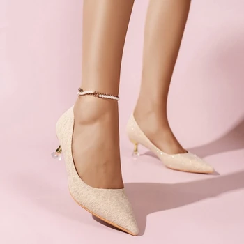 23 Осенняя модная сексуальная обувь для женщин, туфли на высоком каблуке с острым носком, Профессиональная рабочая обувь на тонком каблуке, Женская обувь с мелким носком