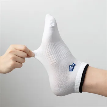 3 пары однотонных хлопчатобумажных белых носков-лодочек, мужские короткие носки унисекс с вышивкой буквами, дышащие спортивные носки в двойную рубчик