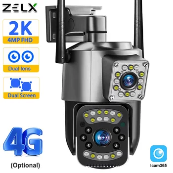 4-Мегапиксельная PTZ-камера 2K, 4G Sim-карта, 10-кратный зум, двухобъектив, двойной экран, автоматическое отслеживание, Wi-Fi Наружное водонепроницаемое видеонаблюдение безопасности