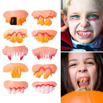 5 Шт Хэллоуин Вставные Зубы Торчащие Зубы Зубы Вампира Зомби Забавное Странное Принуждение Страшные Детские Игрушки Розыгрыш Вставные Зубы Игрушки