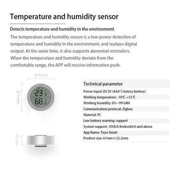 Alexa Google Home Zigbee Датчик Температуры И Влажности Удаленный Мониторинг Diy Высокоточная Работа С Alexa И Google Home Tuya