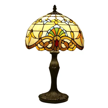 LongHuiJing Высококачественная настольная лампа из антикварного витражного стекла с глицинией, настольные лампы со стеклянным абажуром в стиле барокко