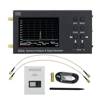 SA6 35-6200 МГц 3,2-дюймовый ЖК-дисплей 6 ГГц Портативный цифровой анализатор радиочастотного спектра с генератором сигналов