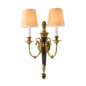 Американский роскошный винтажный медный настенный светильник для гостиной спальни коридора отеля, французские антикварные светодиодные настенные бра, зеркальный светильник