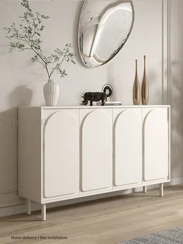 Белый шкаф для прихожей, 2-дверный и 4-слойный обувной шкаф из массива дерева, прихожая в минималистском стиле, современный буфет