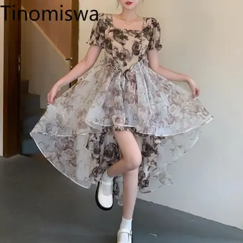 Винтажное платье с цветочным принтом Tinomiswa, женское Летнее платье 2023, Новинка в платьях, женская уличная мода, лоскутное платье, Vestidos Mujer