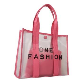 Женская сумка через плечо, водонепроницаемая Прозрачная сумка для покупок, модная сумка из ПВХ, повседневная сумка с буквами, 2 шт./компл., летняя пляжная сумка