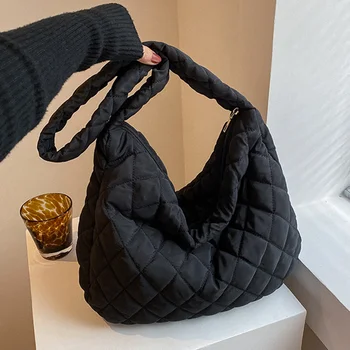Женские осенне-зимние сумки через плечо Clouds Fold, сумки через плечо большой емкости, сумки для клецек, сумки в стиле ретро с ромбовидным рисунком