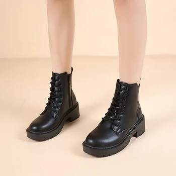 Женские осенние ботинки Martin 2023, модные короткие кожаные ботинки на молнии с круглым носком, женские повседневные туфли на платформе в готическом стиле, мотоциклетные