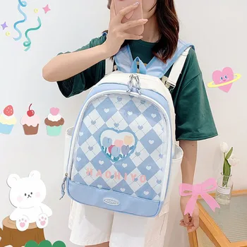 Женский милый Прозрачный 15,6-дюймовый школьный рюкзак с прозрачным окошком, сумка Ita со вставной пластиной, Kawaii Ita Backpack for Pin Display.