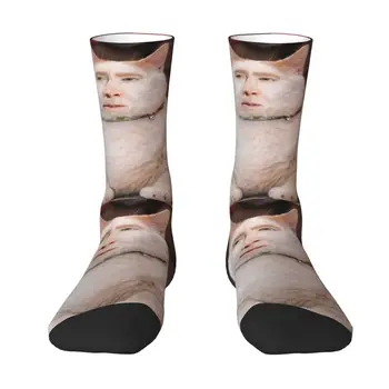 Забавные носки с котом Николасом Кейджем, мужские и женские теплые спортивные футбольные носки с 3D принтом