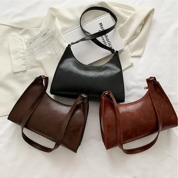 Изысканные сумки через плечо, Ретро Повседневные Женские сумки, однотонная цепочка, кожаные сумки-полумесяцы, Высокое качество, передовой дизайн