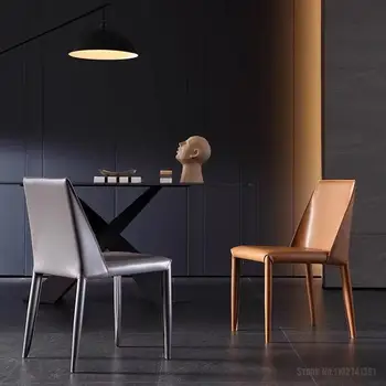 Итальянское минималистичное седло С кожаной спинкой, Скандинавский обеденный стул, современный Простой Домашний ресторан, Легкий роскошный стул, новинка 2023 года