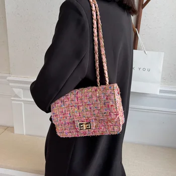 Квадратная сумка на цепочке, роскошные сумки через плечо для женщин, новинка 2023 года, мессенджер с клапаном в тон, блестящая строчка, повседневная мода