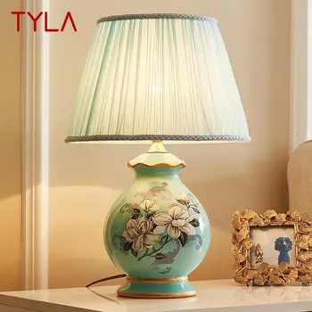 Керамическая настольная лампа TYLA LED Роскошные современные настольные светильники с креативным цветочным узором для дома, гостиной, спальни, прикроватной тумбочки
