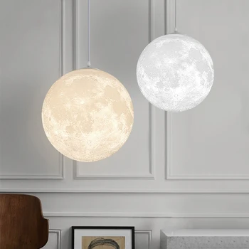 Люстра в виде луны с 3D-печатью в скандинавском стиле простая детская комната лампа для спальни украшение ресторана маленькая люстра romantic planet