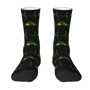 Мужские носки для экипажа Tractor Heartbeat, унисекс, кавайные носки на весну, лето, осень, зиму