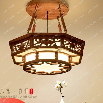 Новая вилла в классическом китайском стиле, лампа в гостиной, ретро спальня, столовая, деревянная декоративная люстра