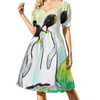 Новое платье без рукавов duo of penguins, тренд женской одежды 2023, роскошное платье