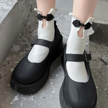 Новый китайский модный носок, украшения в виде пряжки, чулок, хлопковый носок, обувь для голени, женская обувь для девочек, прямая поставка