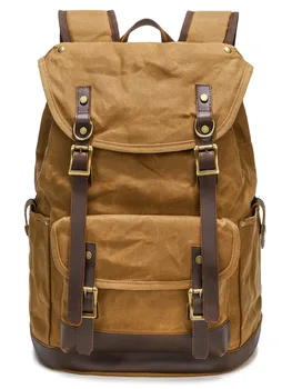Новый летний рюкзак версии Унисекс 2023, модная дорожная сумка для ноутбука в стиле ретро, большой емкости, из водонепроницаемого холста, окрашенного воском