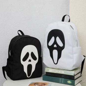 Новый рюкзак с Готическим Черепом, Черно-Белая сумка Большой емкости на молнии - Идеально подходит для подарков На Хэллоуин И повседневного использования
