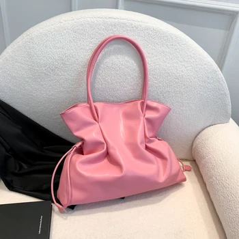 простая женская сумка-тоут большой емкости, модная однотонная женская сумка через плечо, дизайнерская роскошная сумка для женщин, сумки-портмоне
