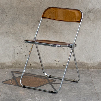 Простой Прозрачный Складной стул для отдыха Мебель для домашней столовой Обеденные стулья Со спинкой из акрила, легко моющийся табурет для макияжа