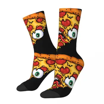 Ретро Зомби Пицца, высунувшая язык, Мужские носки, Зомби Унисекс, Новинка, Бесшовный забавный экипажный носок с принтом, подарок