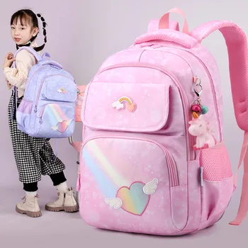 Рюкзак принцессы, детская школьная сумка большой емкости, легкий рюкзак для милой девочки, нейлоновый износостойкий школьный рюкзак для студентов