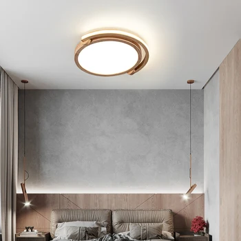 Светодиодный потолочный светильник в стиле нордического искусства из массива дерева, минималистичный для балкона, спальни, гостиной, кабинета, гардеробной, лофта, коридора, домашнего декора