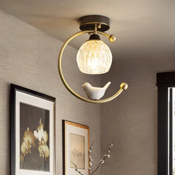 Скандинавский современный потолочный светильник Copper Bird для прихожей, прохода в коридоре, светодиодная потолочная люстра.