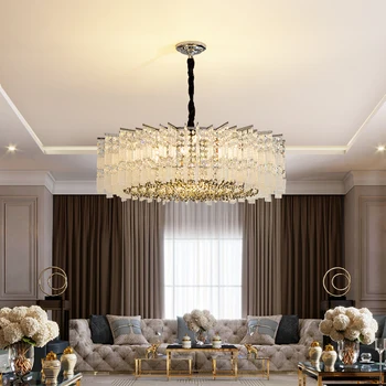 современная хрустальная люстра для гостиной, домашнего декора, круглая светодиодная лампа cristal, столовая, спальня, подвесной светильник