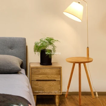 Современные торшеры из массива дерева и хлопка, прикроватная тумбочка в скандинавском стиле для спальни, настольная лампа для гостиной, кабинет, светильники для дома