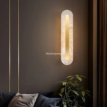 Современный Медный Мраморный светодиодный настенный светильник Бесплатная Доставка, Современный Прикроватный Настенный светильник, внутреннее Золотое украшение гостиной Wandverlichting