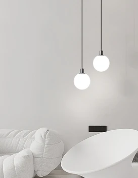 Современный черный подвесной светильник E27, стеклянный подвесной светильник для декора комнаты, кухни, столовой, спальни, прихожей и ванной комнаты