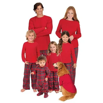 Удобная одежда для родителей и детей в красную клетку, Забавная и полная праздничной атмосферы, Теплая рождественская домашняя одежда, семейная одежда
