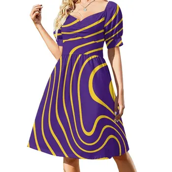 Фиолетово-золотая подвеска на задней двери - волнистые платья для женщин