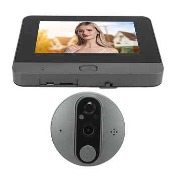 цифровая 4,3-дюймовая камера-глазок mirilla, цветной экран с широкоугольным разрешением 1080P 120 °, видеодомофон для просмотра дверных звонков, двустороннее аудио для приложения
