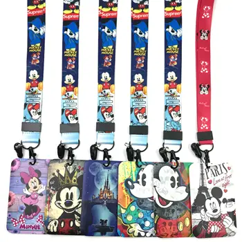 Шейный ремешок Disney с Микки и Минни Маус на шнурке для ключей, идентификационная карта для USB-бейджа, держатель для бейджа, веревка для подвешивания своими руками, аксессуары для телефонов
